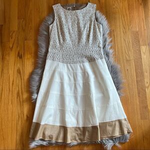Women’s Anne Klein Cream and Brown Dress Sz 8